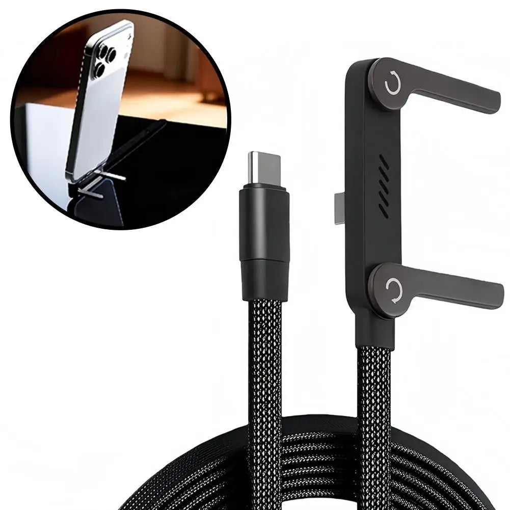 Chargestand 2-in-1 Cable,240W Fast Charging Cable USB Type C USB A,Holder Charger Cable with Stand Charging Cables