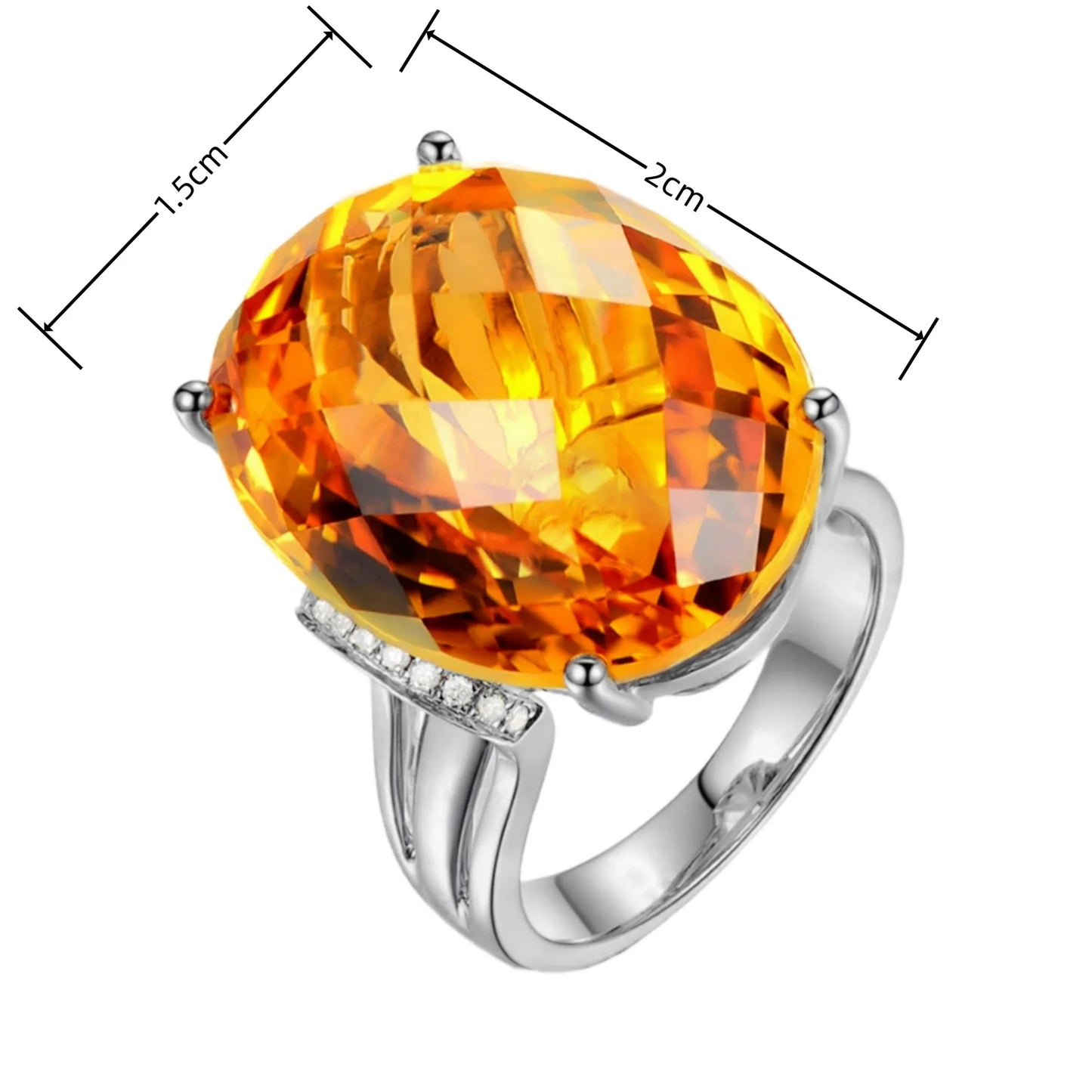 sterling silver 925 Citrine Ring with Yellow Crystal: Elegant Handmade Jewelry Gift for Women, Birthdays & Anniversaries