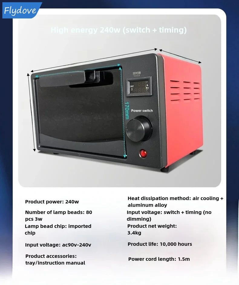 UV Curing Box High Intensity Ultraviolet Lamp OCA Oven 365nm 395nm 405nm LED UV OVEN Cabinet For UV Resin Fast Flexible Screen