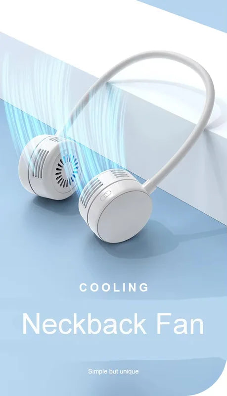 Neck-mounted fan - Foldable, silent, portable mini fan with 360-degree rotating airflow - Rechargeable hanging fan