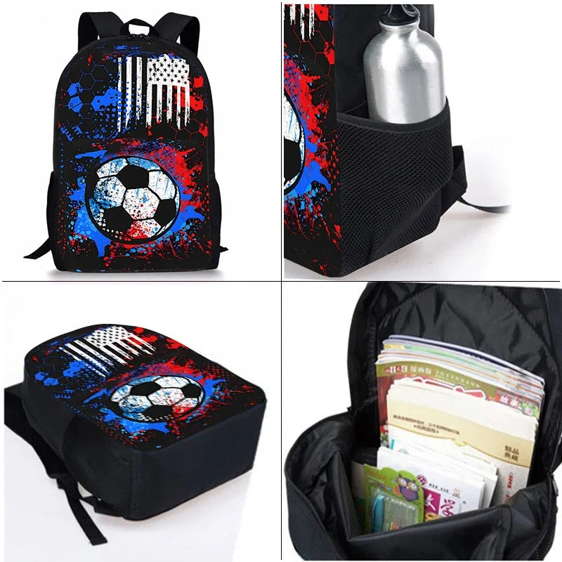 Hot Sale 3Pcs/Set Cartoon Casual Fashion Soccer School Bags For Boy/Girls Cartoon Book Bags Sets Backpacks School Gifts