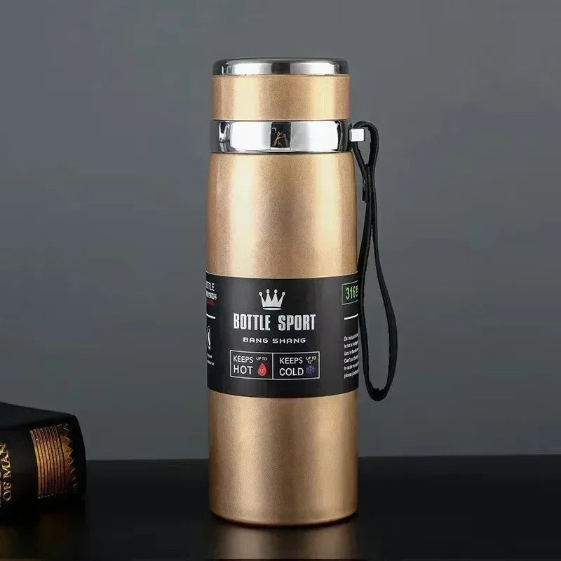 Vacuum Insulated Thermos Water Bottle with Wide Mouth Cup, BPA-Free Stainless Steel Water Bottles Flask for Cold & Hot Drink