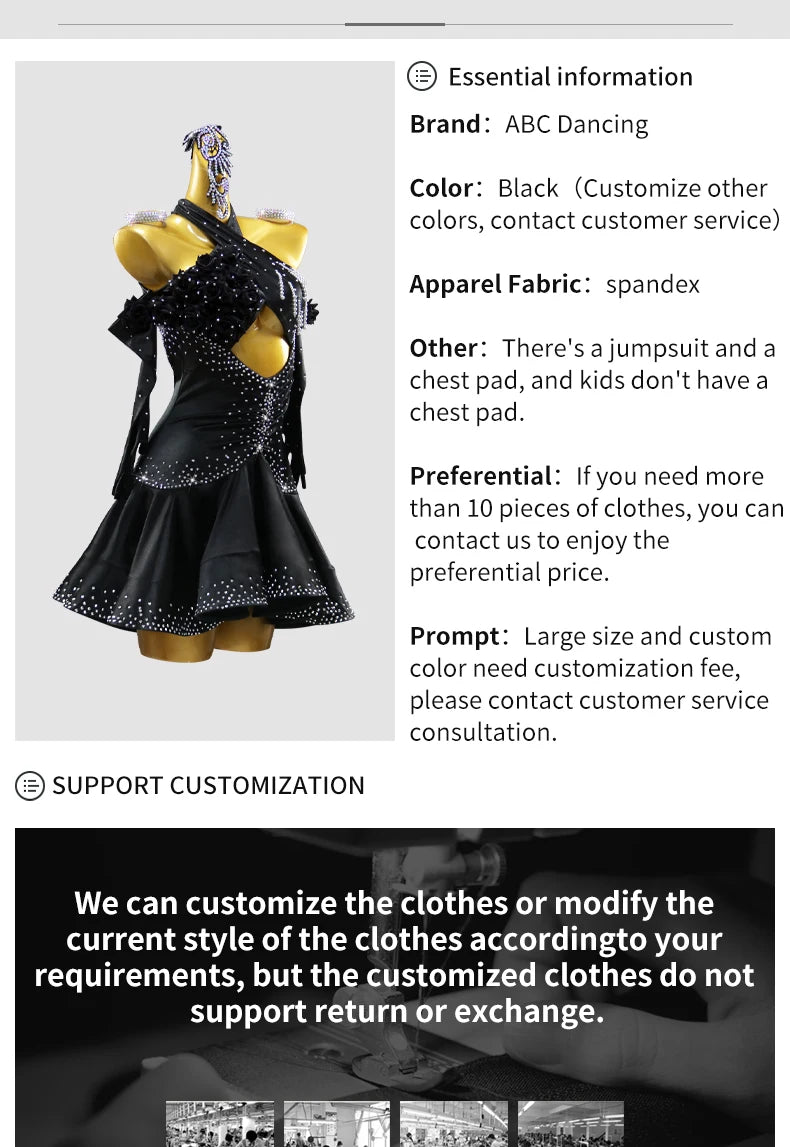 Dance Dress For Woman New Girls Latin Competition Costume Womens Suit Adult Stage Outfit Party Ladies Dancewear Ballroom Clothes