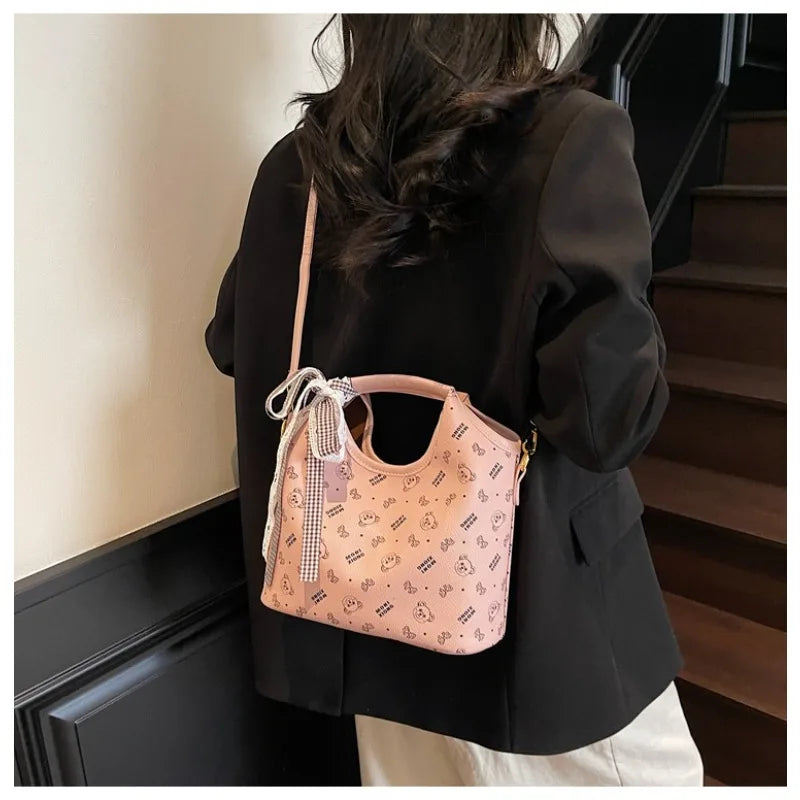 Popular bags for women, new fashionable French printed armpit tote bag, minimalist handbag, diagonal cross bag