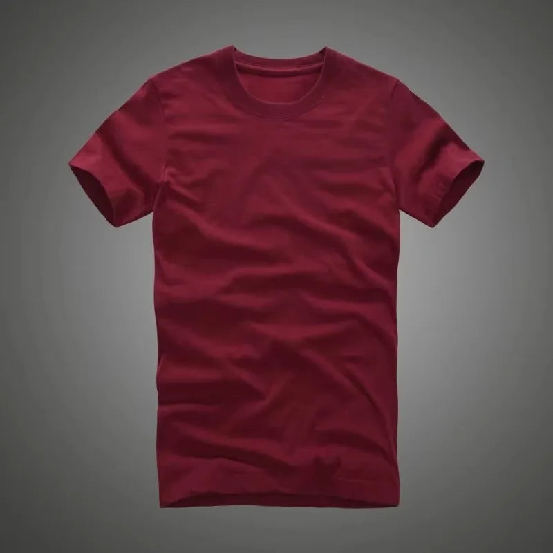 Men's 100% pure cotton solid color O-neck short-sleeved T-shirt high quality top soft clothing spring and summer new