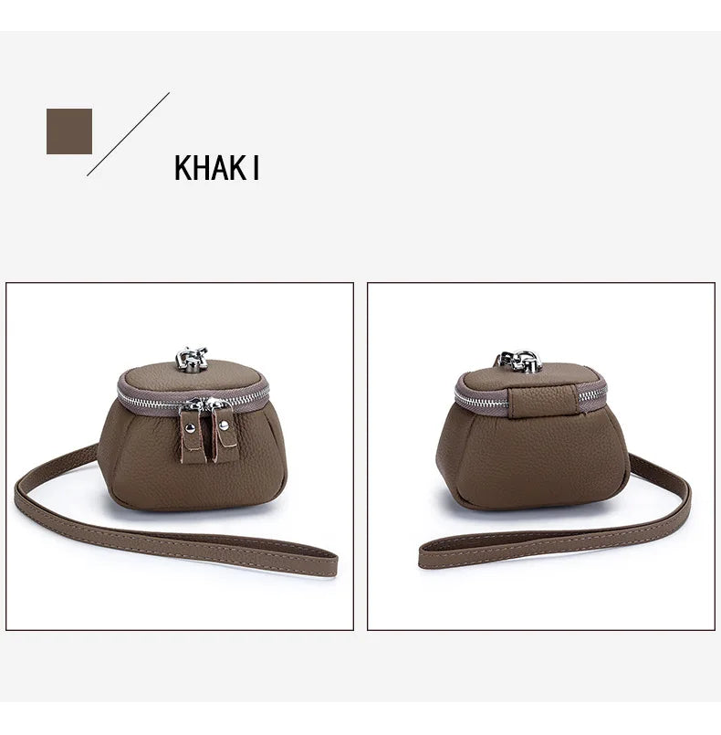 Ladies Genuine Leather Cosmetic Bag Fashion Cosmetic Case Makeup Bag Women Clutch Mini Toiletry Bag Cosmetic Pouch with Lanyard