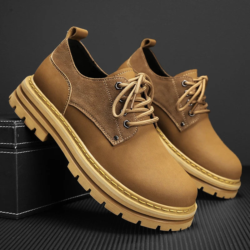 Fashion Men's Leather Shoes England Style Formal Shoes for Man Non Slip Ankle Boots Outdoor Waterproof Casual Tim Work Land Shoe