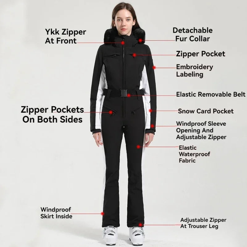 Skiing Suites 2025 Winter Snowboard Wear Outdoor Sports Overalls New 1PS Warm Female Ski Clothing Windproof Waterproof Jumpsuits