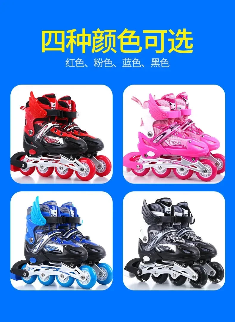 2025 Skating shoes, children's flash straight row roller skating shoes, roller skating shoes, adjustable for both men and women