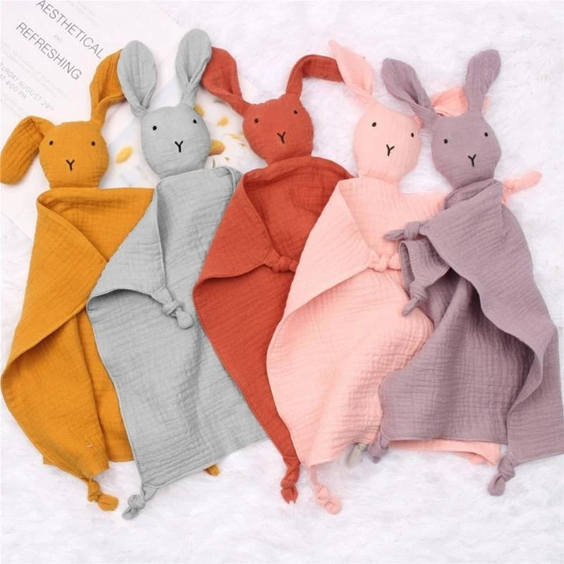 Baby Soothe Blanket Rabbit for Doll Appease Towel Gauze Bibs Teether Muslin Absorbent Bandana Infants Feeding Bib G 4XBC