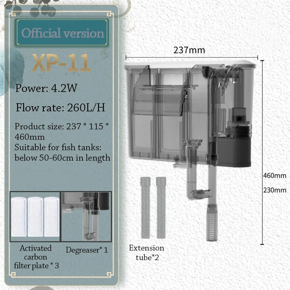 waterfall Fish tank filter 3 in 1 wall-mounted Waterfall Filter Box Silent Built-in Circulating Water Purifier for Home