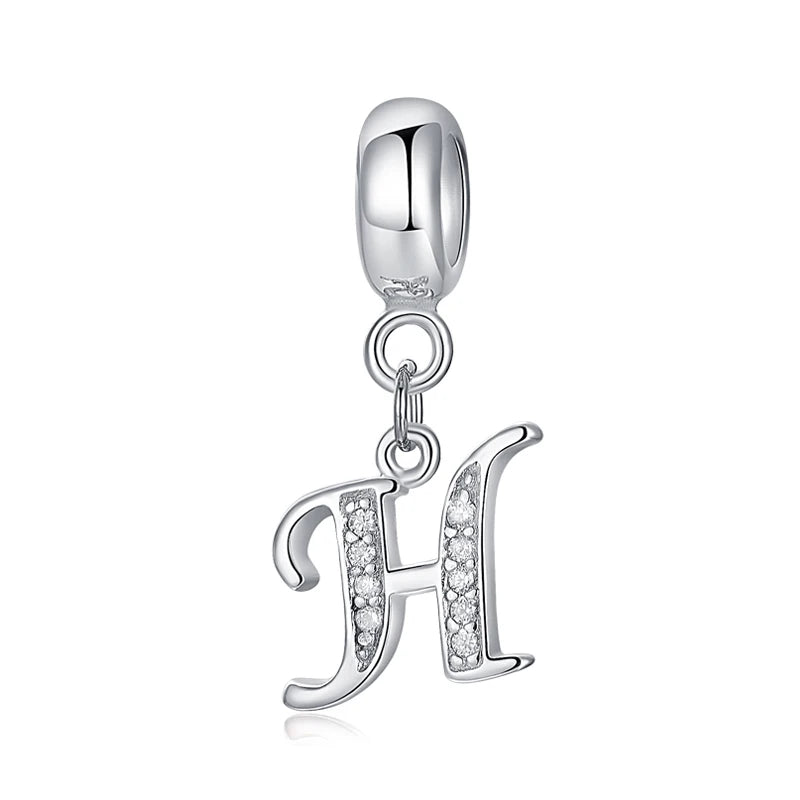 925 Sterling Silver Charms Original Letter Alphabet A-Z Pendant Beads Fit Brand Bracelets Necklaces Diy Jewelry For Women