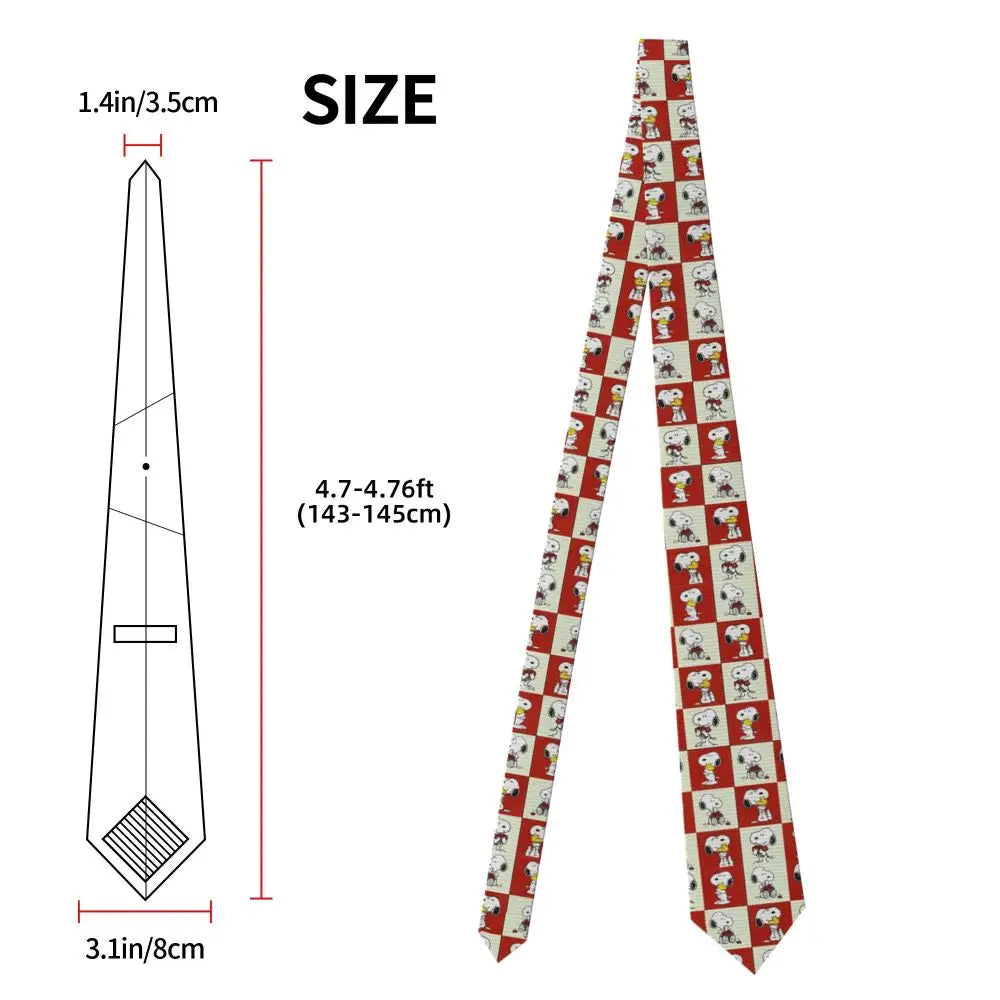 Snoopys & Woodstock Smile Giggle Laugh Neckties Silk 8 cm Neck Tie for Mens Shirt Accessories Cravat Wedding Accessories Office