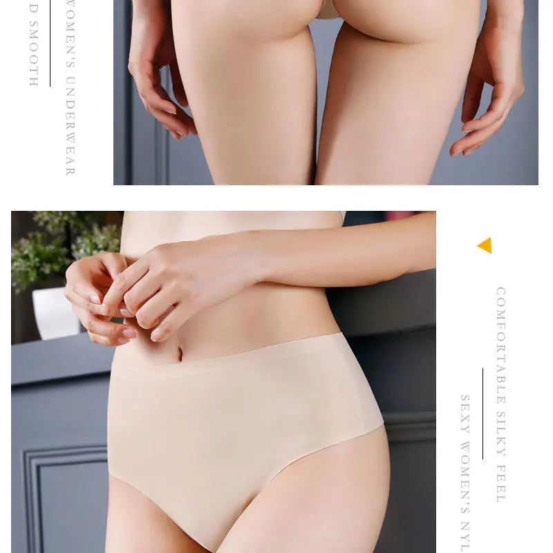 Hot Sexy Ladies Panties sport women's Underpant Middle-HIGH waist Thongs String Fashion Ice Silk Seamless Briefs Lingerie Tanga