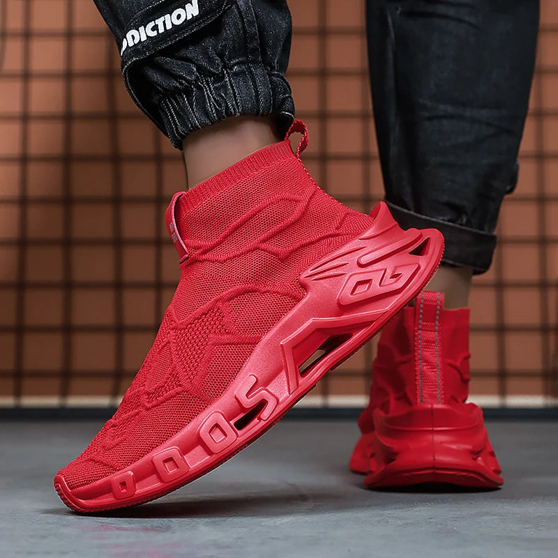 Men's Outdoor Sports Shoes - High-Top Sports Shoes Are Novel and Fashionable, Non-Slip and Durable, Suitable for All Seasons,