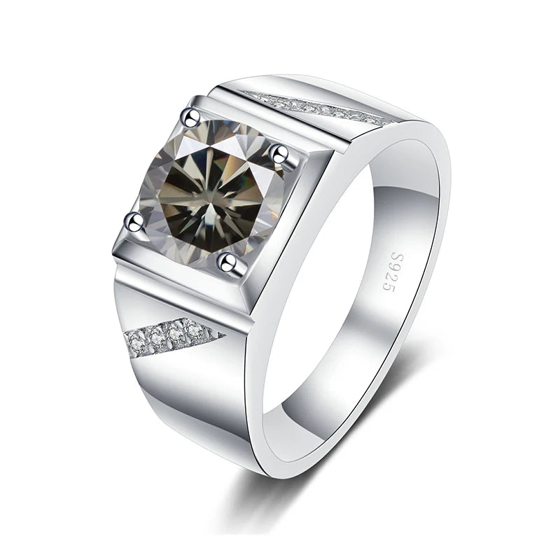 JoyceJelly Pure Silver 925 Jewelry For Men Luxury 1 Carat D Color Moissanite Ring S925 Simple Wedding Rings Platinum Plating