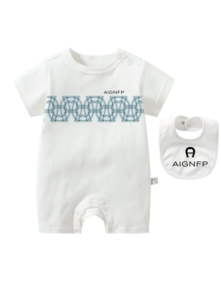 Trend Baby Clothes %100 Cotton Newborns Jumpsuit 2025 Hot Sale New Toddler Boy Rompers Soft Bib scarf Burp cloth Infant 2Pcs Set
