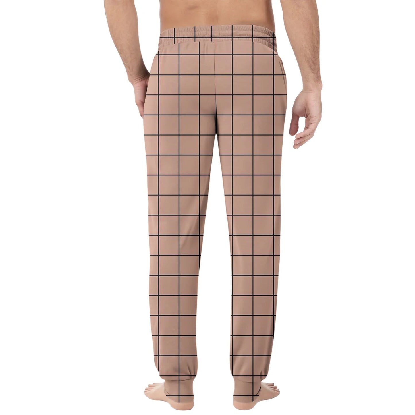 Men'S Plaid Casual Pants Checkered Pattern Cuffed Design Comfortable Fabric Suitable Daily Wear All Seasons Trendy Pajama Pants