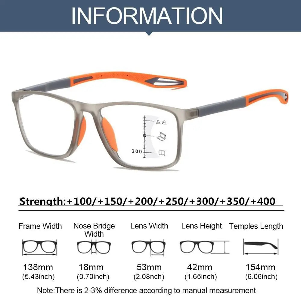 Soft Multifocal Progressive Reading Glasses TR90 Anti Blue Light Near Far Eyewear Men Women's Large Frame Farsight Eyeglasses ﻿
