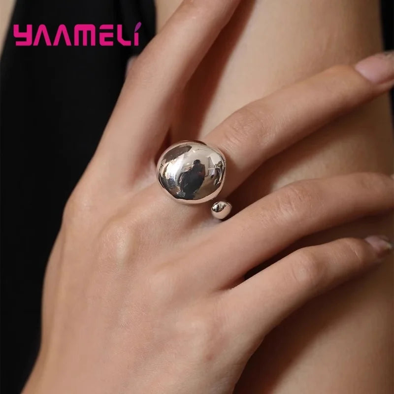 925 Sterling Silve Smooth Ring for Women Gift Personality Punk Creative Adjustable Minimalism Jewelry Dropshipping