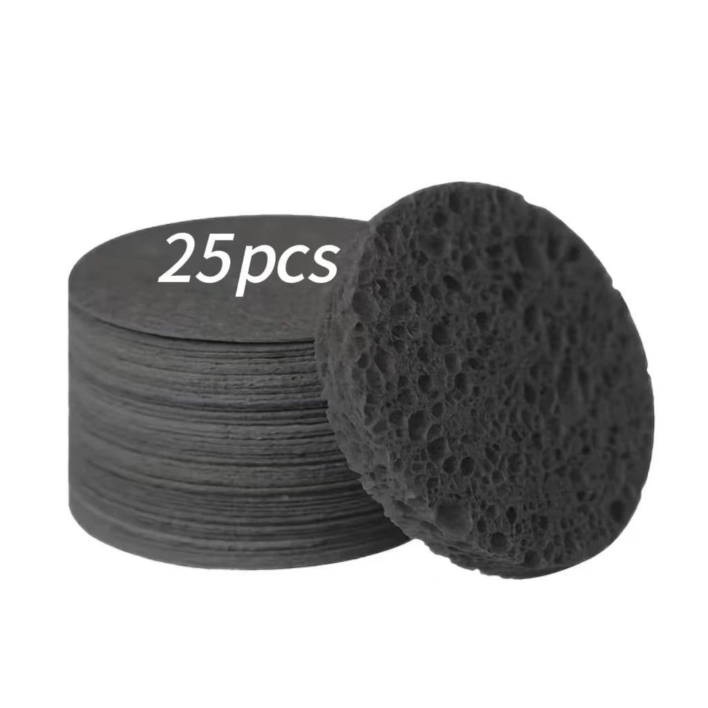 25pcs Compress Face Wash Puff Natural Wood Pulp Sponge Face Wash Puff Foaming Face Puff Cosmetic Puff Face Cleansing Sponge