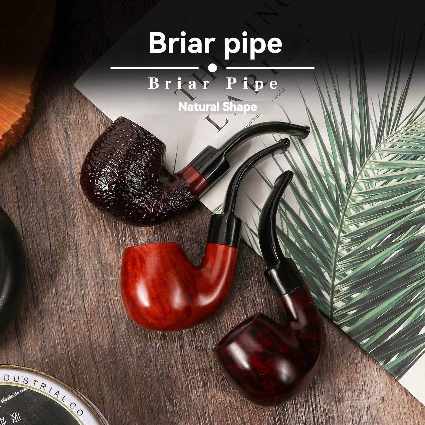 Premium Briar Sherlock Holmes Style Smoking Pipe - 9mm Filter, Handcrafted Solid Wood, Classic Gentlemen's Tobacco Pipe