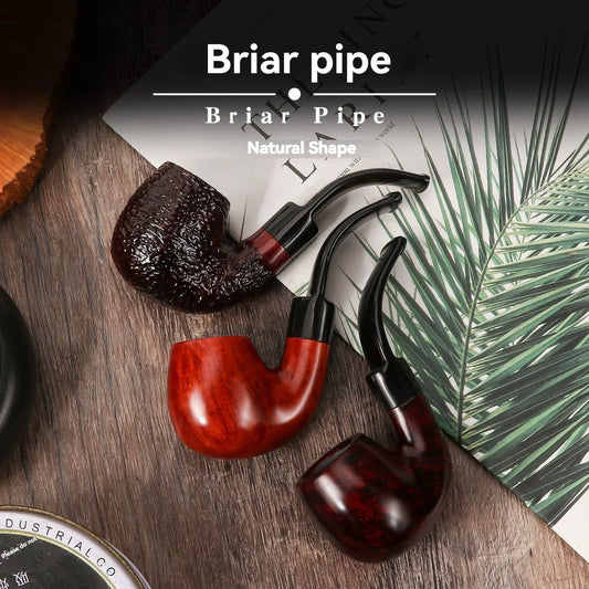 Premium Briar Sherlock Holmes Style Smoking Pipe - 9mm Filter, Handcrafted Solid Wood, Classic Gentlemen's Tobacco Pipe