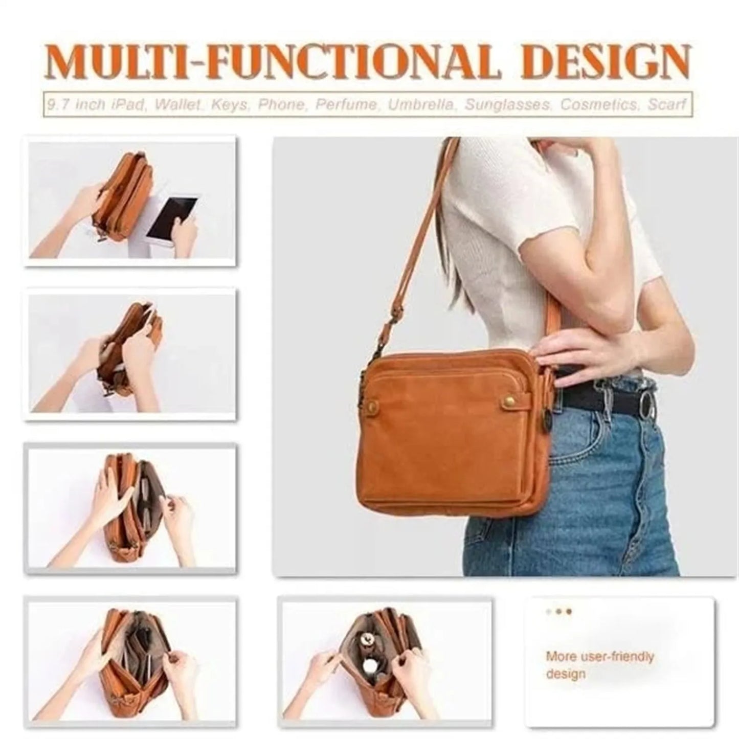Ladies' Shoulder Crossbody Bag Vintage Handmade Leather Square Messenger Bag Fashion Classic Simple Daily Or Business Bag