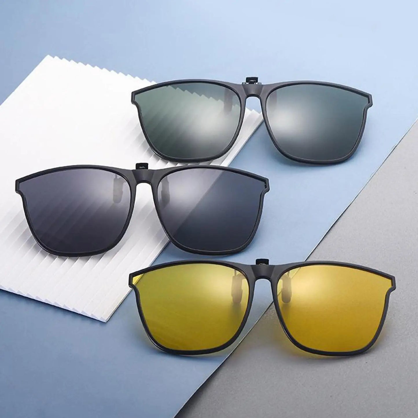 Polarized Clip On Sunglasses Men Women UV400 Anti Glare Sun Glasses for Driving Fishing Vintage Square Flip Up Glasses Eyewear