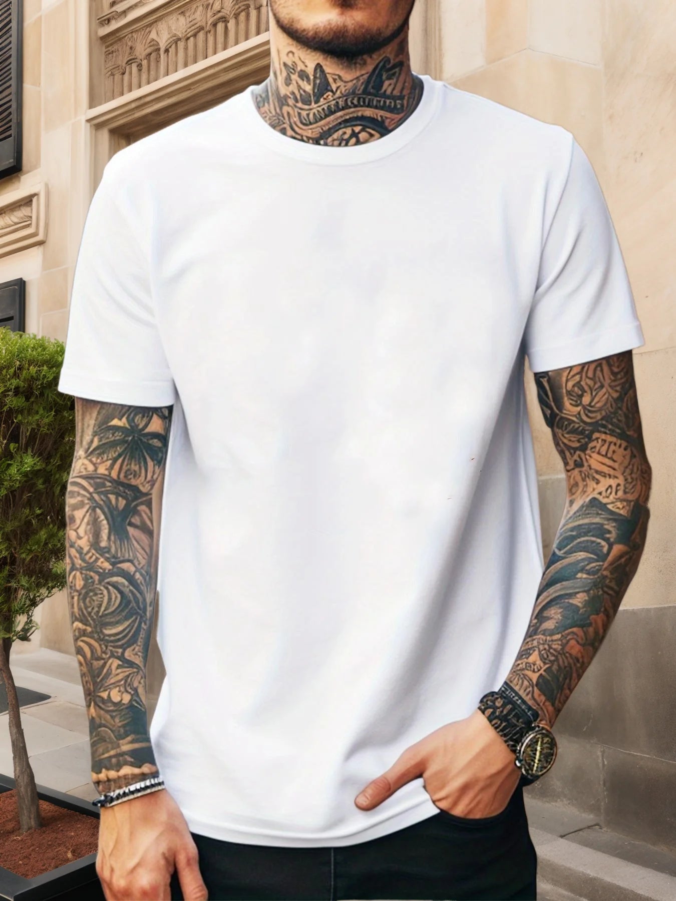 Men Pure Cotton Short Sleeve T Shirt Breathable 100% Cotton 3D Stereoscopic Cutting Casual Daily Wear Soft Comfortable Tees