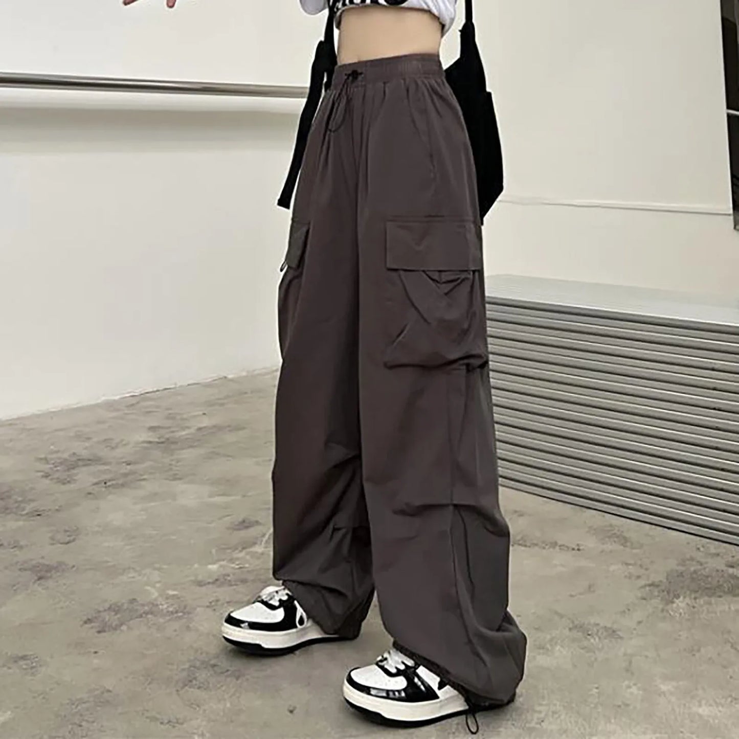 Women Pants Casual Low Waist Drawstring Sweatpant Solid Drawstring Parachute Trousers Oversized Pants Jogger Women'S Pants