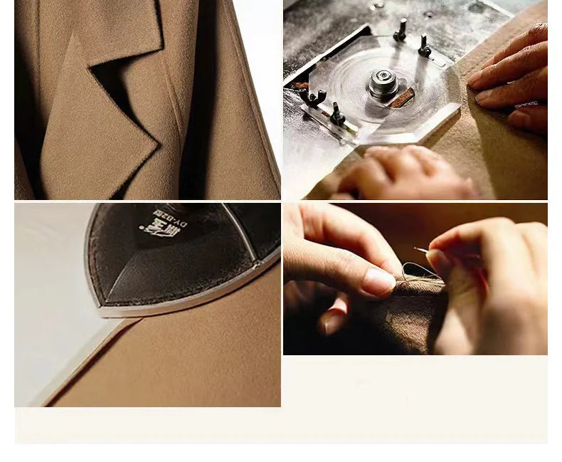 New Winter Short Woolen Coat Fashion Causal Warm Mulberry Silk Lapel Double-sided Wool Coat Loose Suit Jacket Female Tide Autumn