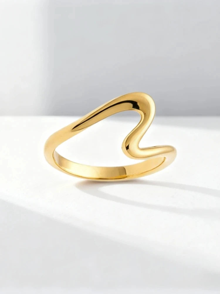 925 Sterling Silver Minimalism Simple Smooth Wave Fashion Ring For Women Daily Wear Party Engagement High Quality Fine Jewelry