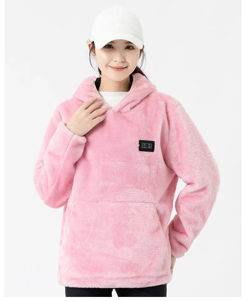 USB Infrared 9 Heating Areas Hoodies Sweater Winter Electric Heated Sweater Waistcoat For Sports Hiking Oversized M-6XL