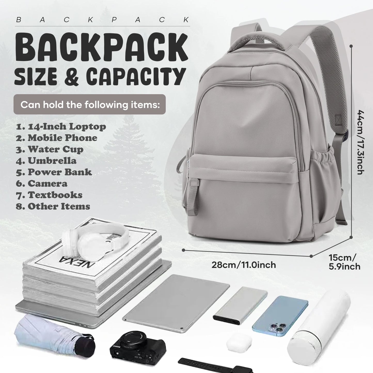 School Backpack For Teen Girls,Waterproof Casual Bookbags,Lightweight Travel Daypack,Basic Laptop College Backpack For Women