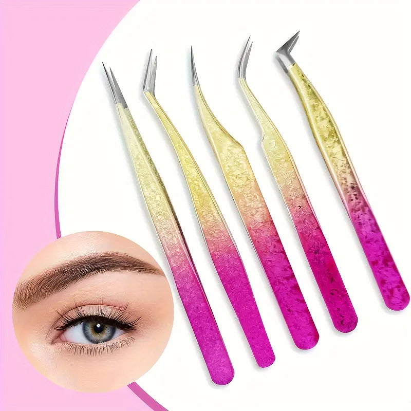 Eyelash Extension Tweezers Makeup Stainless Steel Eyelash 3D accurate Clip Makeup Tools Nail Art Accessories