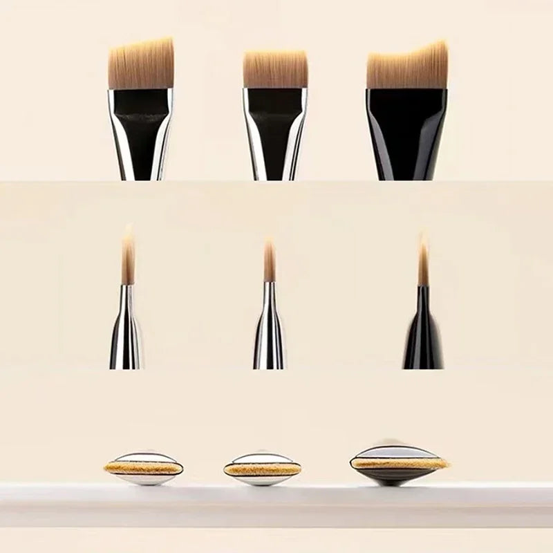 1PCS Ultra Thin Crescent Foundation Brush Lightweight Face Contour Brush Black Handle Contour Brush Mixed Foundation Cream Tool