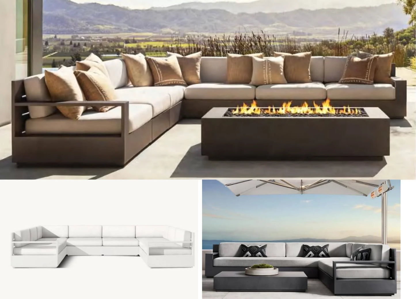 Patio Aluminum Furniture Comfortable Thick Upholstered Cushions Quick Dry StyleSofa Set for Garden Living Room Courtyard