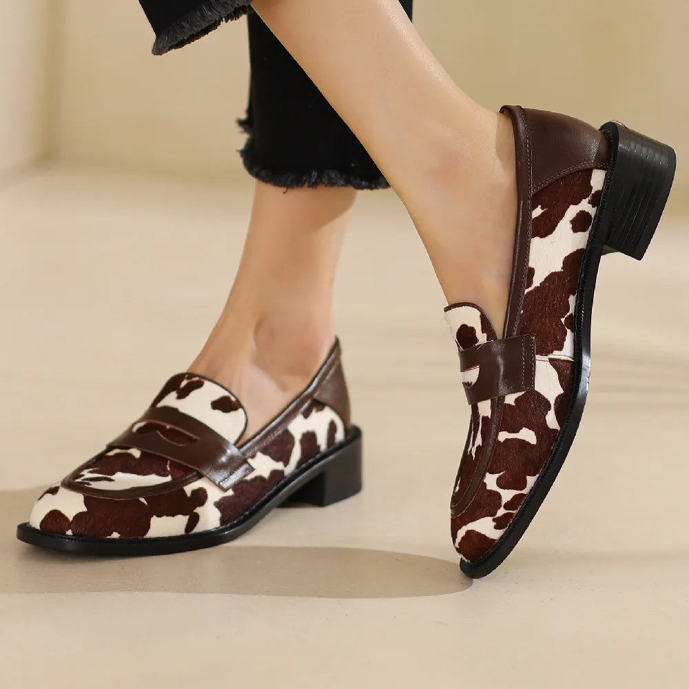 Women's horsehair round toe slip-on flats loafers leisure soft comfortable casual moccasins female high quality daily shoes sale