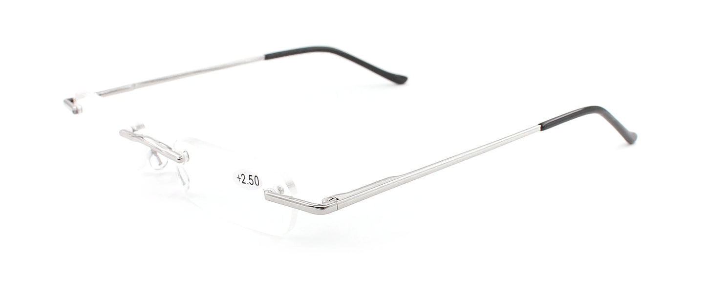 Premium Frameless Reading Glasses for Travel Spiral Metallic Tube Case Spring Hinges Lightweight for Men & Women