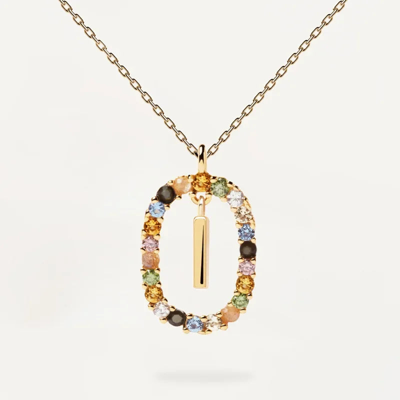 925 Sterling Silver Gold Letters A - Z Initial M S C K Alphabet Pendente Long Chain Necklace Say My Name Fine Jewelry