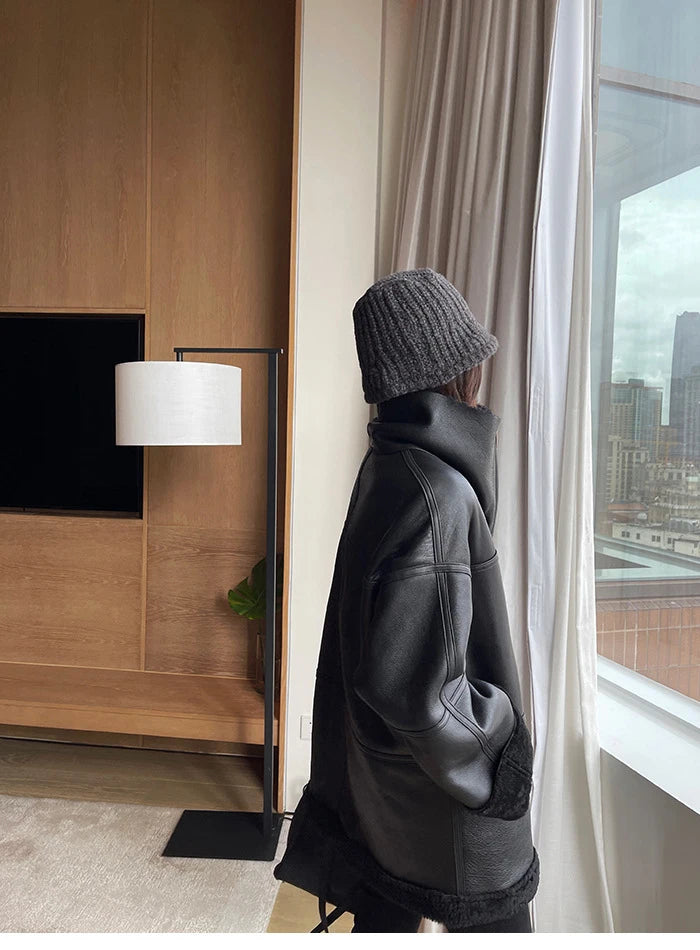 2025 Autumn Winter Fur Integrated Lamb Wool Coat Women's European And American Street Temperament Fashion Locomotive Fur Coat
