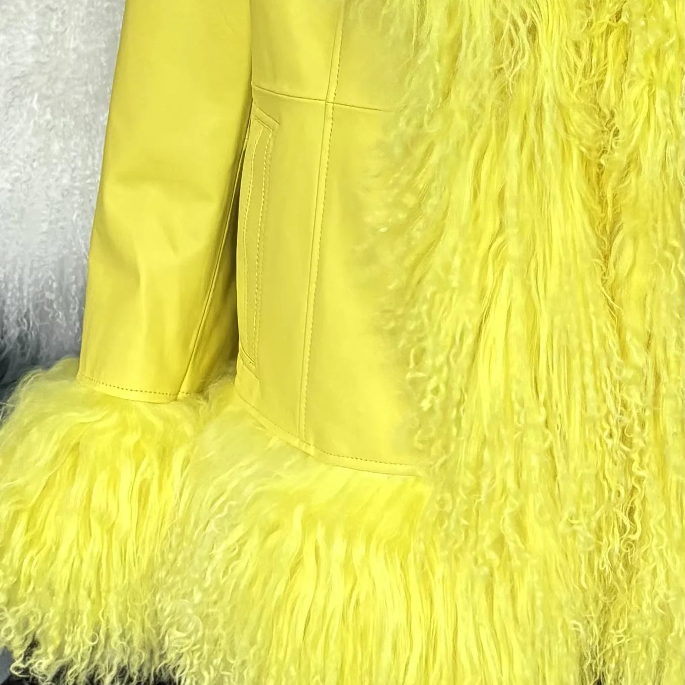 Winter Suede Long Fur Coat Mongolia Long Sheep Fur Collar New Arrival Camel Fur Jacket