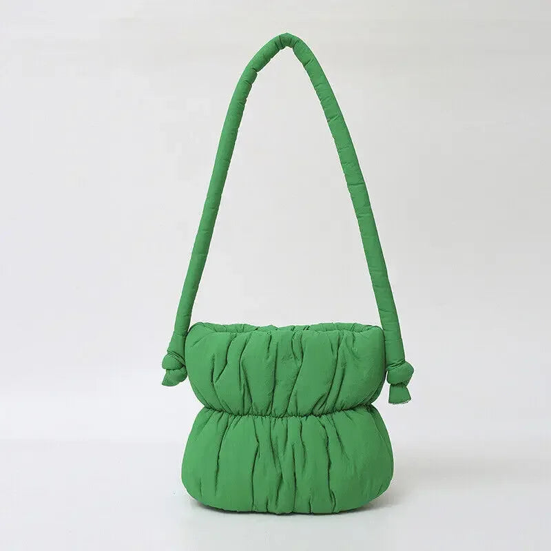 Nylon Bucket Bags Women Casual Designer Handbags Down-Filled Cotton Shoulder Bag Pleated Crossbody Bags Fashion Underarm Bag
