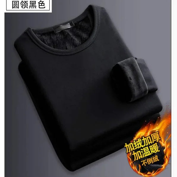 Thermal Underwear Shirt Men V Neck Fleece Sport Tops Autumn Thermo Clothing Comfortable Warm Long-Sleeved 5XL