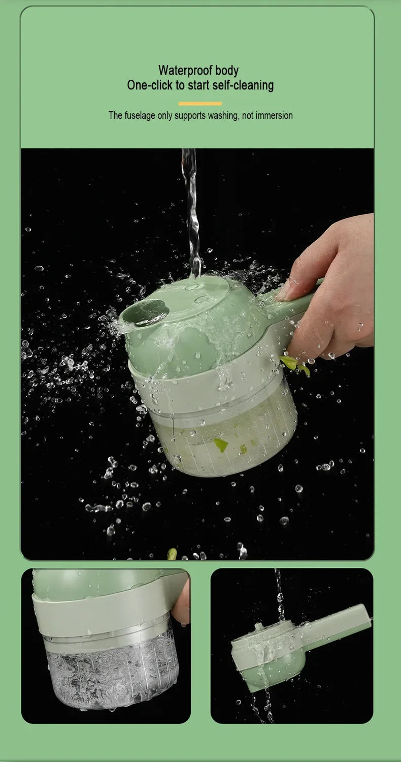 4-in-1 Handheld Fully Automatic Electric Vegetable Slicer, Peeler, Portable Multi-functional Kitchen Tool Blender, Wall Breaker