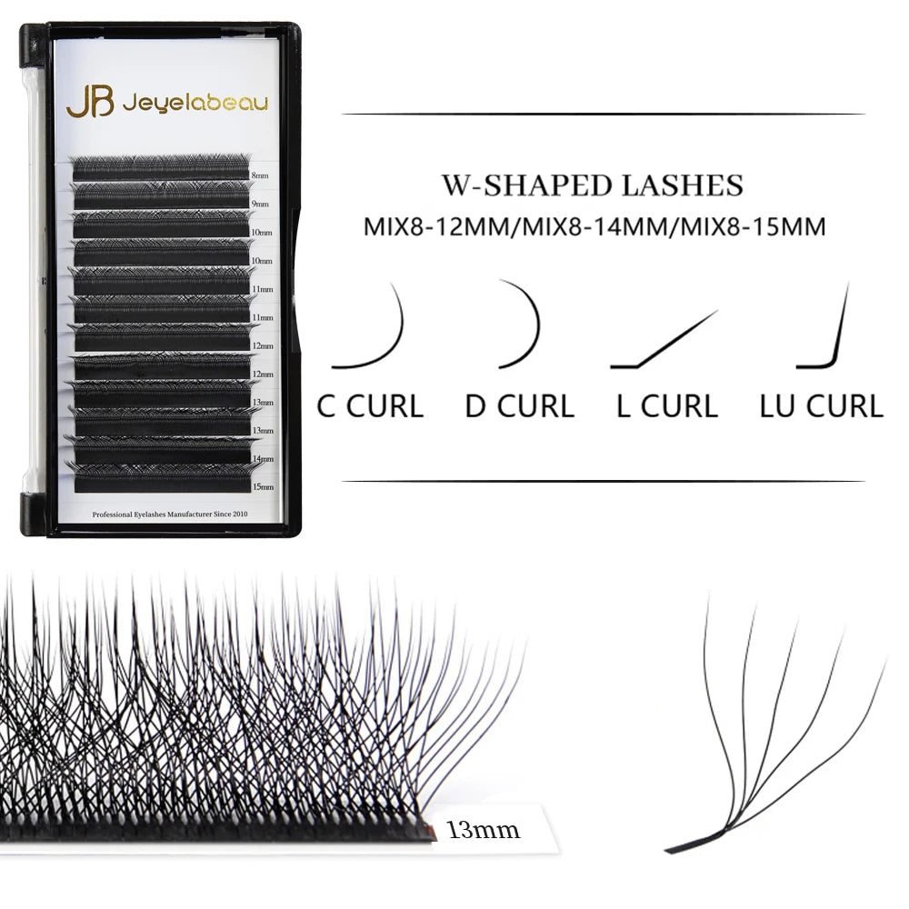 JB Jeyelabeau LU M Curl Eyelash Extensions W Shaped Eyelashes Cilios 3D 4D 5D High Quality Technologic Fiber Lashes Extension