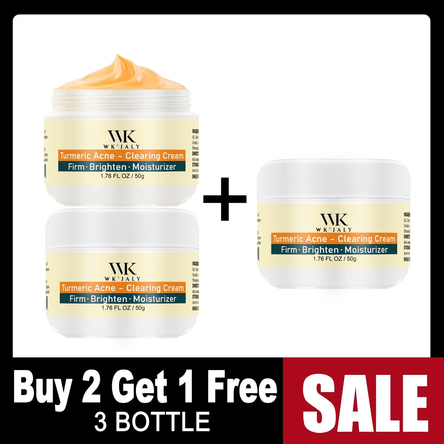 WK JALY Whitening Skin Care Set, Moisturize With Collagen, Glutathione, Natural Turmeric, Remove Acne, Dark Spot, Even Skin Tone