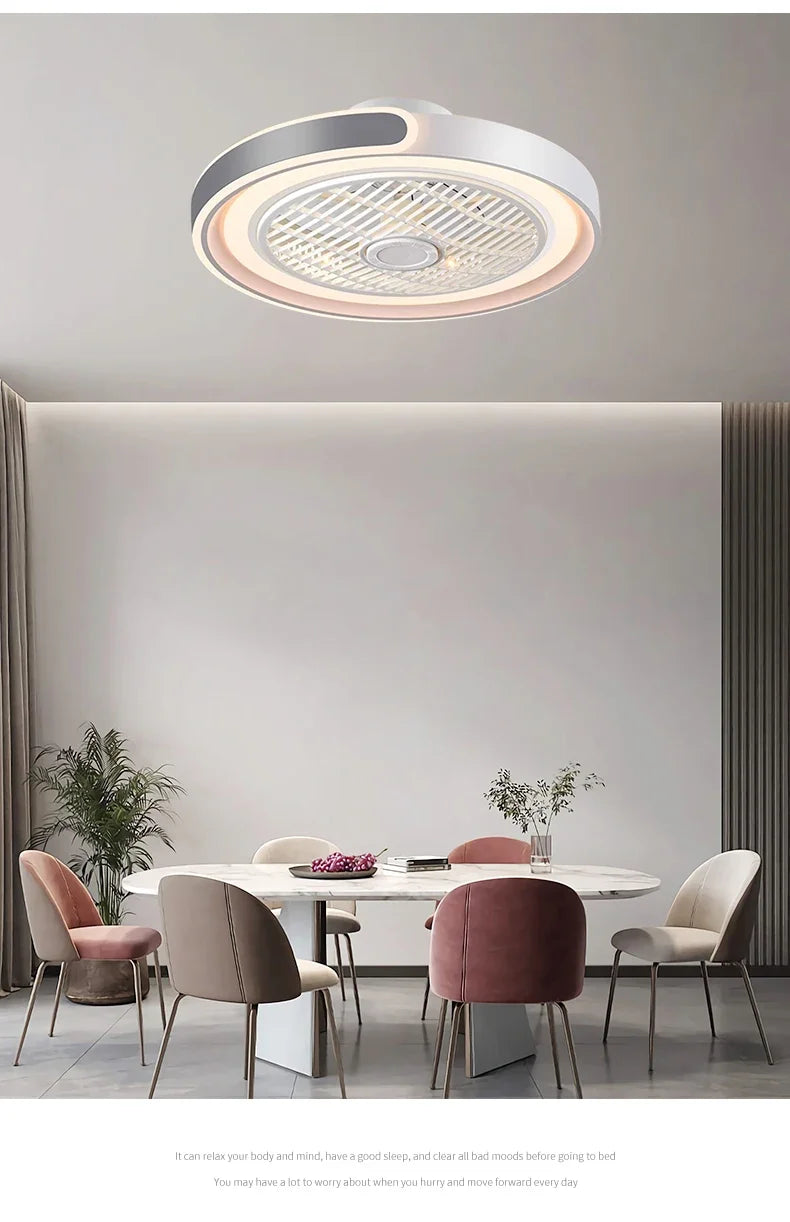 Moder Smart Fan Light Living Room Bedroom Dining Quiet Study Eye Protection Invisible Blade Reversible Durable LED Ceiling Lamp
