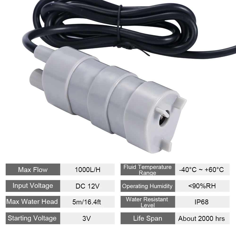 Submersible Pump 12V Pump Water Pump For Fish Tank Change Caravan Camping Garden 10-20 L / Min